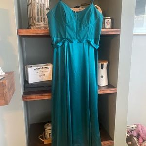 David’s Bridal Gem crepe corset bridesmaid dress with charmeuse skirt